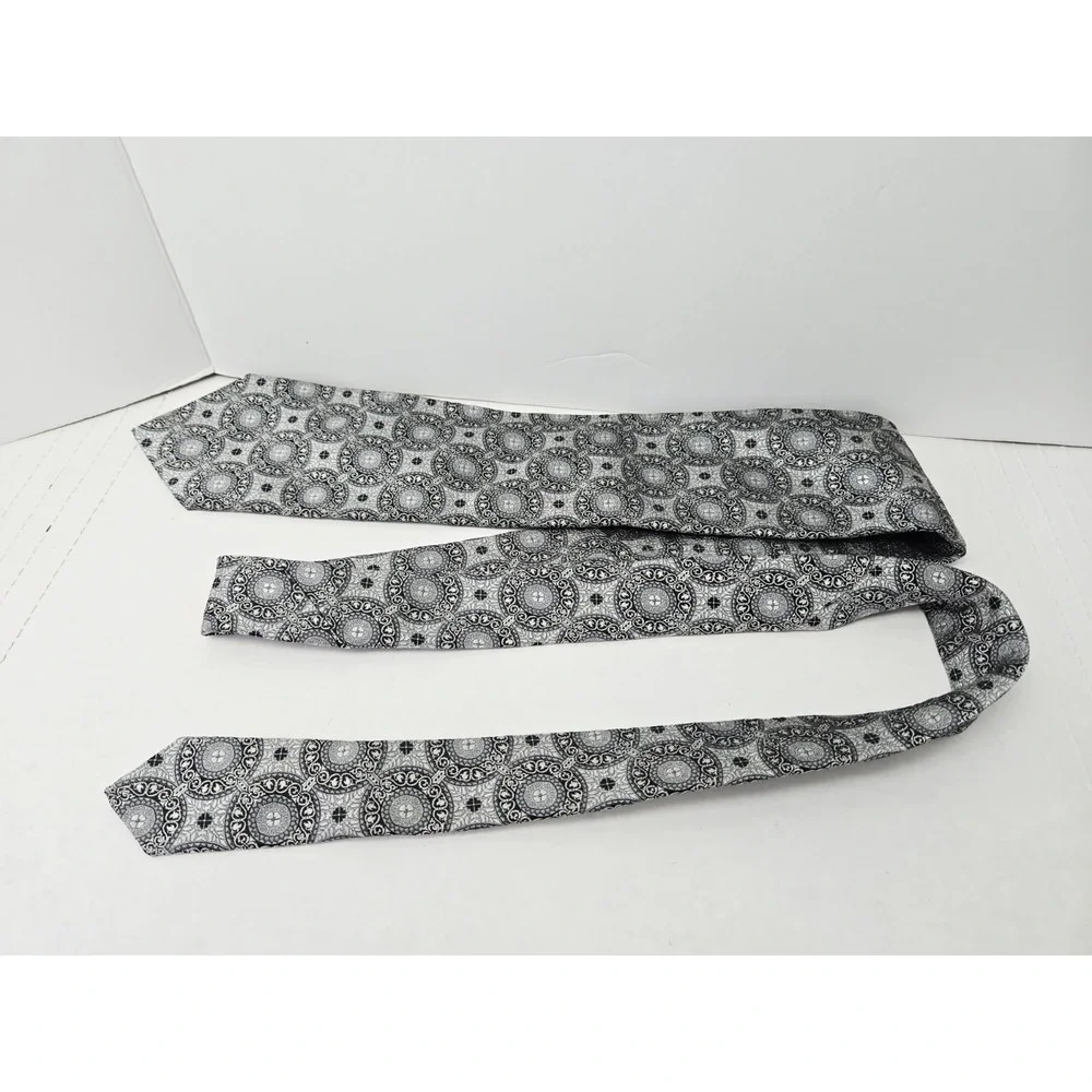 IKE Behar‎ Men's Tie New York black silver pattern %100 silk